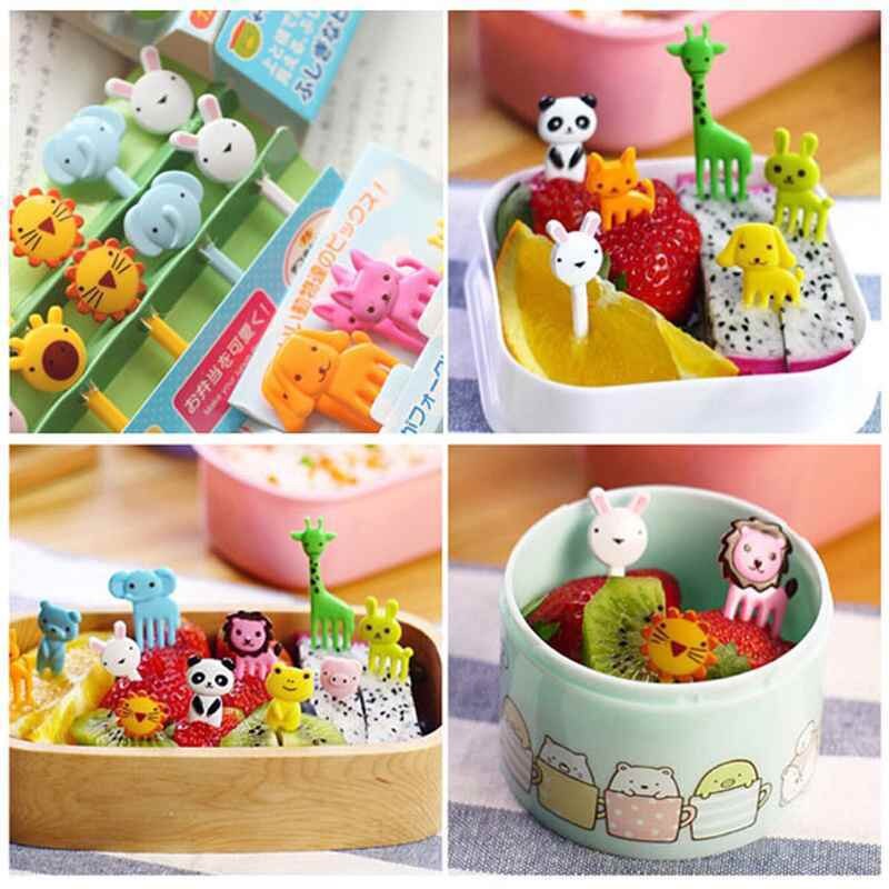 10pcs/set Lovely Lunch Box Bento Accessory Decor Animal Food Fruit Picks Forks