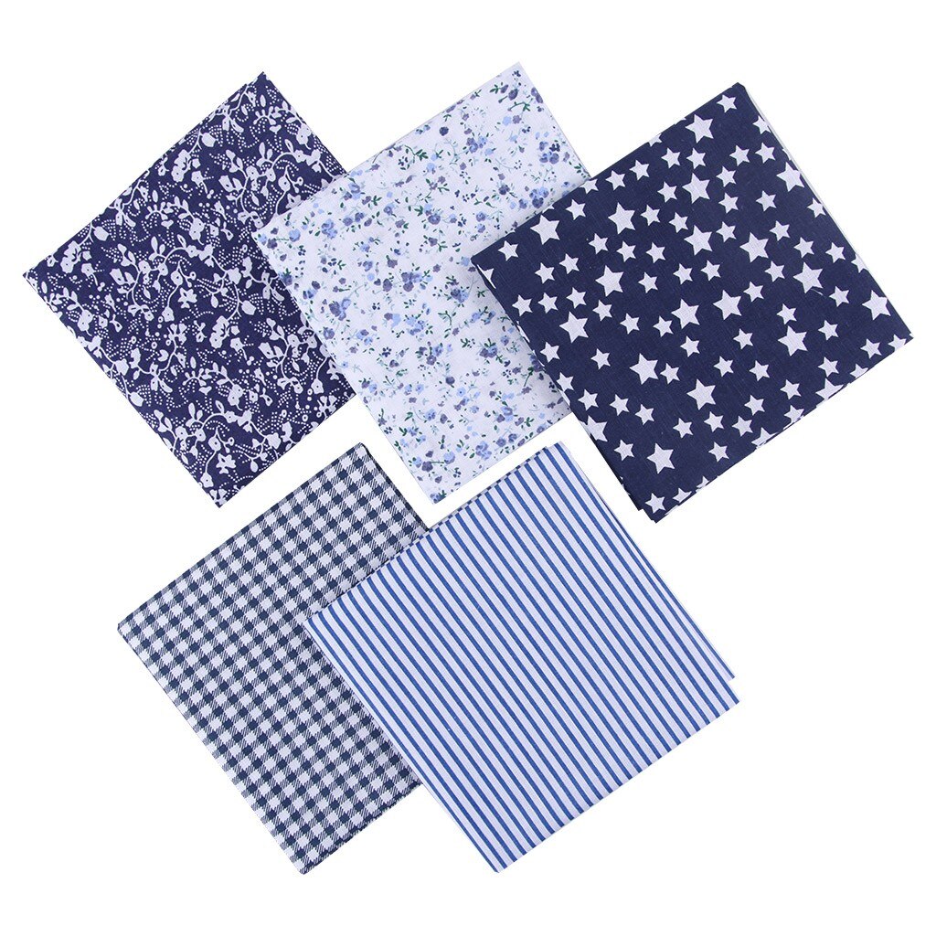 DIY Hand Stitched Children's Cotton Floral Printed Handkerchief Kids Boys Girls Small Floral Casual Handkerchief 5pcs: Blue