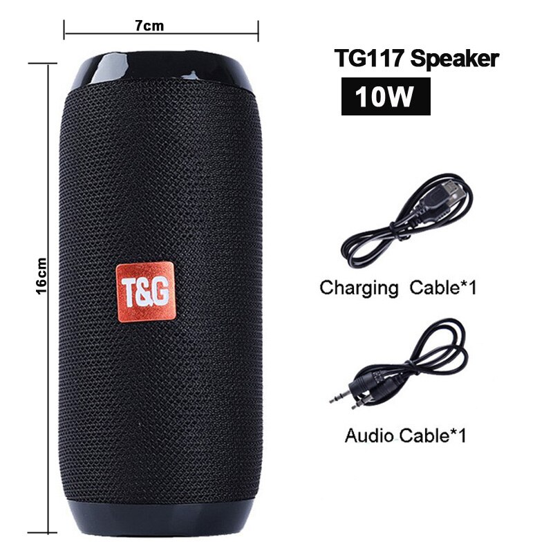 20W TG117 outdoor wireless portable bluetooth speaker, subwoofer waterproof speaker, music center, support USB, TF card caix: TG117 black