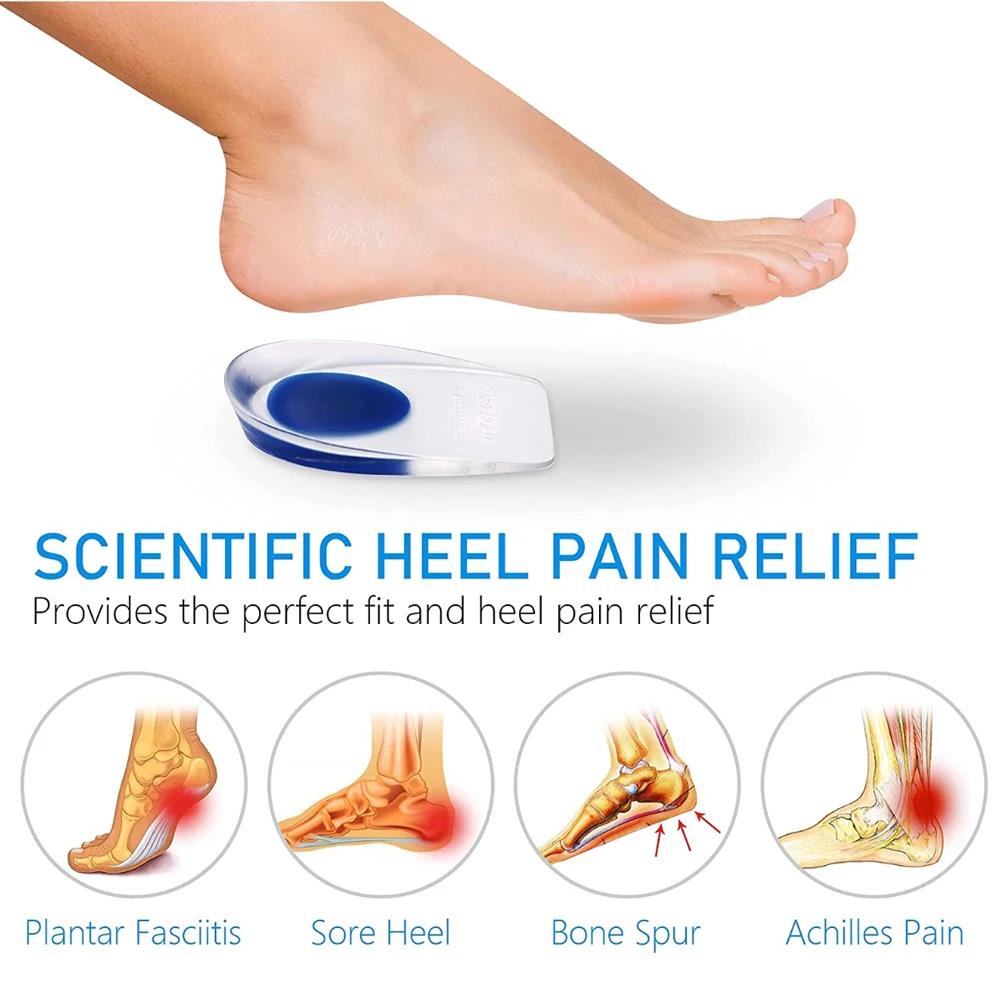 1 paio di solette morbide in Gel di Silicone per speroni del tallone dolore cuscino del piede massaggiatore cura mezza soletta Pad per scarpe aumento dell'altezza