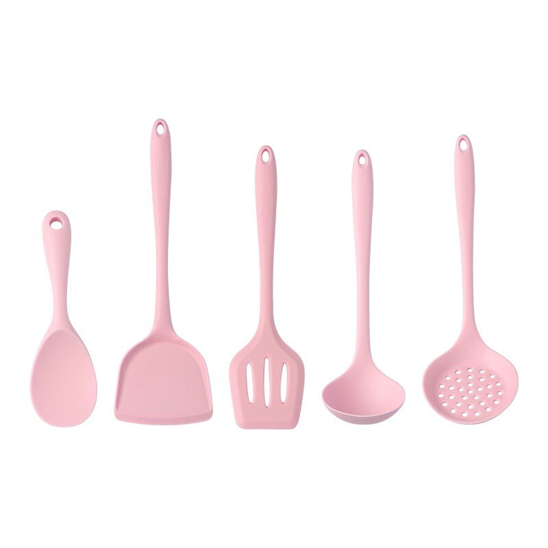 Cuchara y cuchara resistentes al calor, colador de giro, utensilios de cocina rosas, utensilios de silicona, 1 pieza aptos para lavavajillas, producto