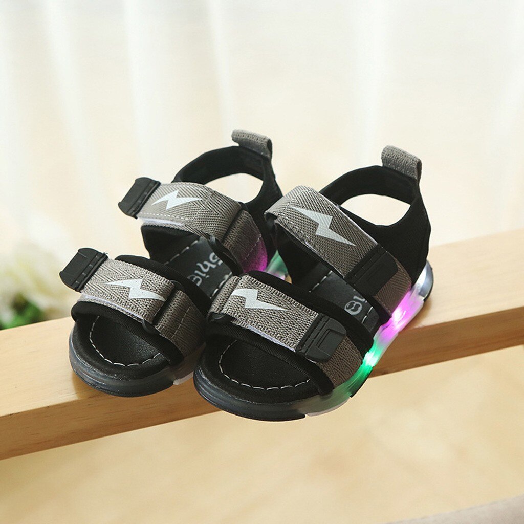 Children Sandals Summer Baby Boys Lightning Led Light Luminous Run Sport Sandals Sneakers Shoes Hollow Breathable Sandals