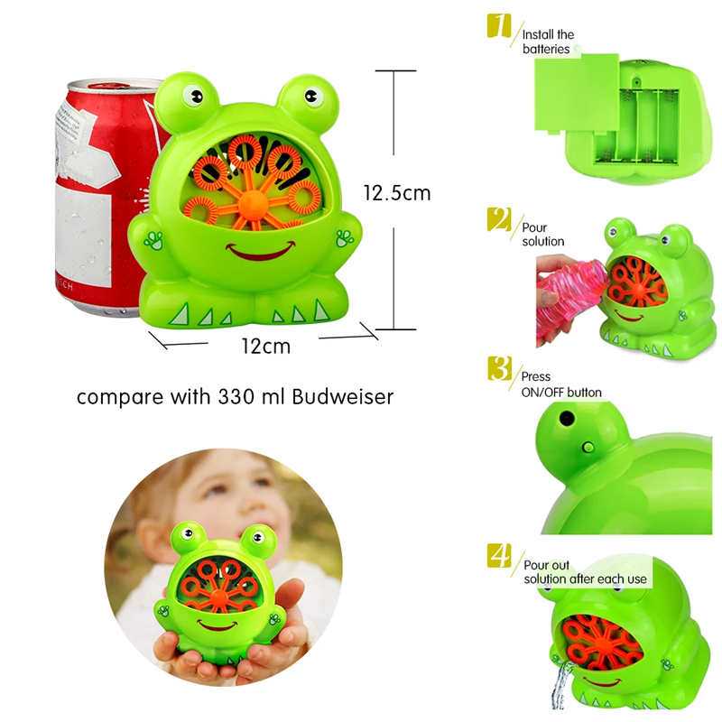 Neue niedliche lustige Frosch automatische blasiert Maschine Gebläse Hersteller Party Sommer draussen-Spielzeug für freundlicher und
