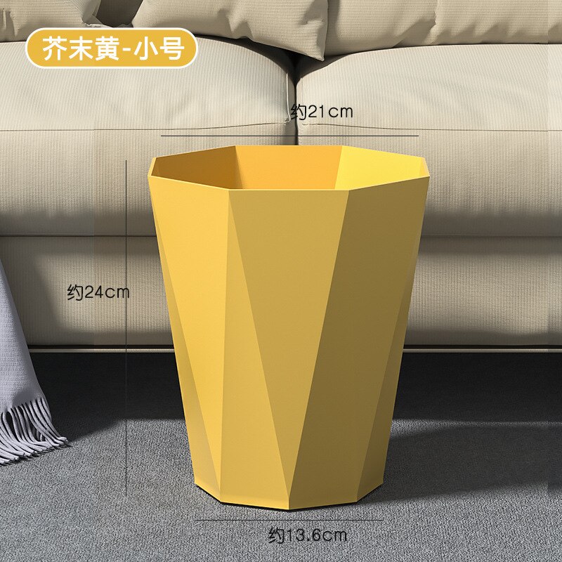 Cubo de basura de plástico para el hogar y la Oficina, papelera de almacenamiento Irregular, sin tapa, de estilo nórdico: yellow-small