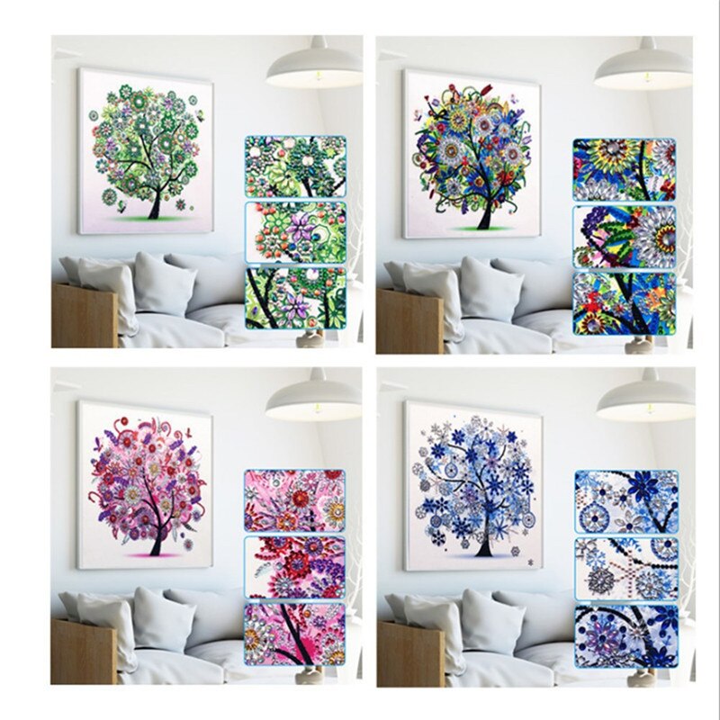 G. DIY Four Seasons Tree Diamond Painting Embroidery Rhinestone Crystal Material Package 30x30cm Home Decoration