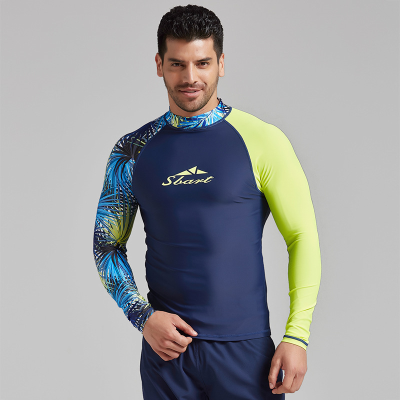 Men&#39;s Quick-Drying Shirt UV Protection Sunscreen Long Sleeve Tops Beach Surfing Swimming Snorkeling T-Shirt: 7077 / XL