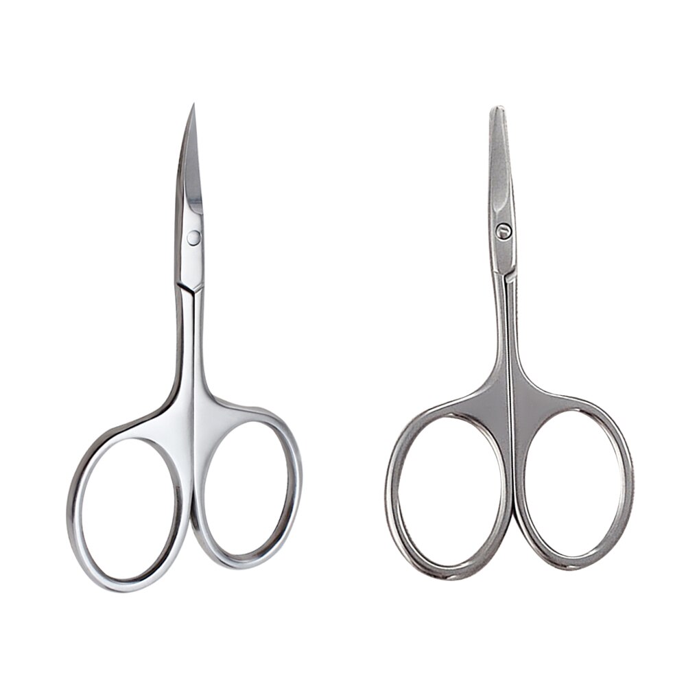 Aço inoxidável sobrancelha aparamento tesoura cotovelo beleza guarnição sobrancelhas cílios postiços e nariz ferramentas de beleza do cabelo
