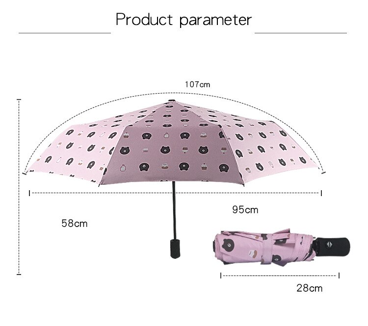 1 stuk Auto Spare Paraplu Bloem Vogel Patroon Automatische Drie-fold Opvouwbare Zon Bescherming UV Winddicht Paraplu