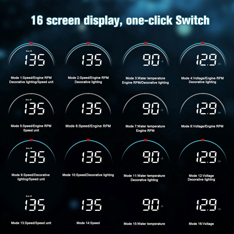M8 hud head-up display obd 2 ii overspeed waarschuwingssysteem snelheidsspanning alarm auto-styling auto head-up display