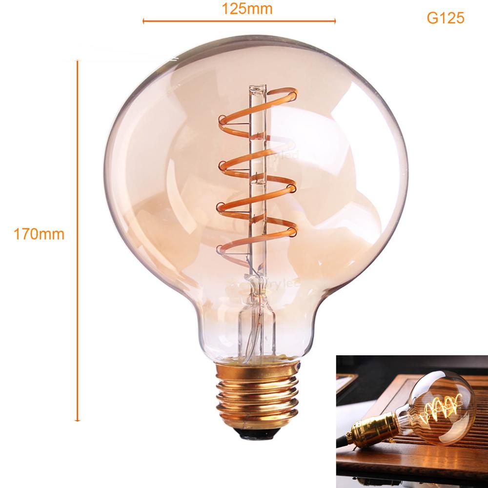GANRILAND Retro LED Lamp E27 220V Dimmable LED Bulb Filament Light 3W 2200K Diamond Gold Edison Spiral Bulbs G125 G80 led lampen: G125 / 3W E26 110V-130V
