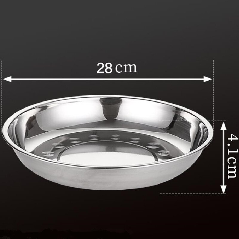 1pcs stainless steel dinner plate fruit dinner plate thickened deep disc pastry bread dish barbecue plate kitchen supplies: u