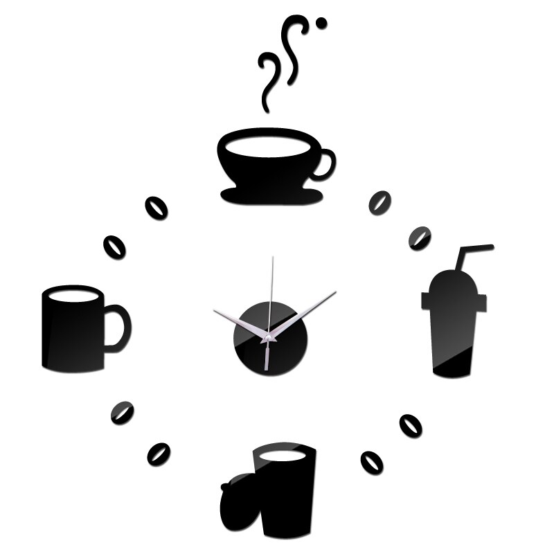 3d diy acryl stijl koffie wandklok set horloge klokken quartz geometrische naald enkel gezicht