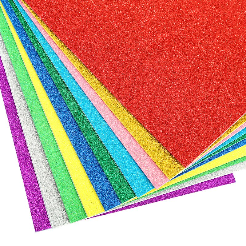 5sheets Glitter Foam Paper Sparkles Paper for Children's Craft Activities DIY Cutters Flash Handcraft Foam Paper Without Glue