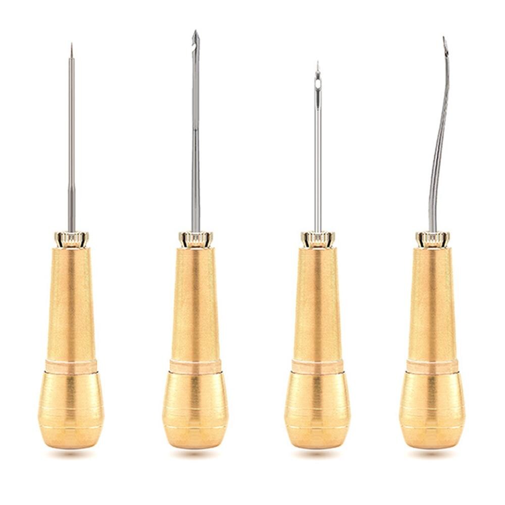 1pcs Canvas Leather Sewing Awl Needle Hand Stitch Copper Handle Awl DIY handcraft for Shoe Handmade Leather Repair Sewing Tools