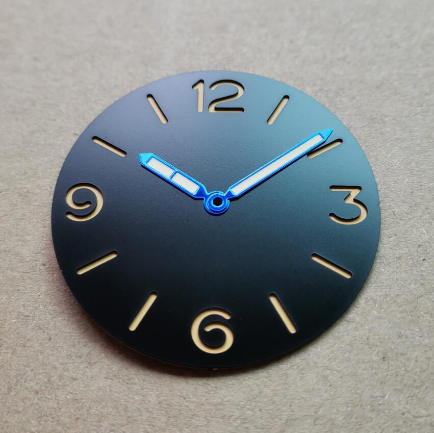 Watch parts Watch dial Watch hand 39mm Double-deck Sandwich black Watch dial Suitable for eta6497/6498 seagull ST36 G109: Dial and hand