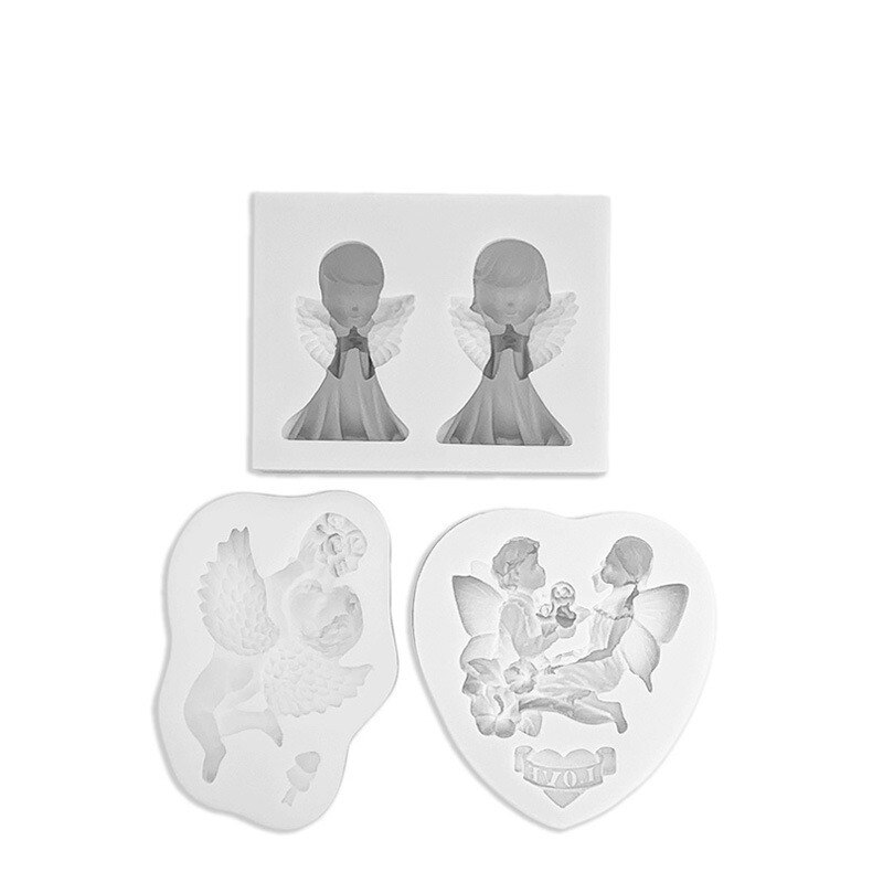 Trzymając kwiat róży anioł ręcznie formy silikonowe robić mydła epoksydowego formy masy cukrowej czekolady ciasto kryształ forma gipsowa