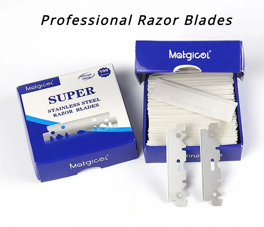 100PCS Single-sided Razor Blades Men's Safety Shaver Stainless Steel Manual Razor Blade Barbershop Styling Shaving Supplies