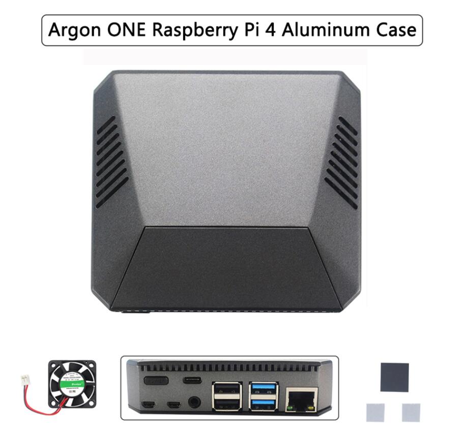 Raspberry Pi 4B Aluminum Case With Fan Heatsink Safe Power Removable GPIO Cover for Raspberry Pi 4 Model B Metal ABS Shell Box