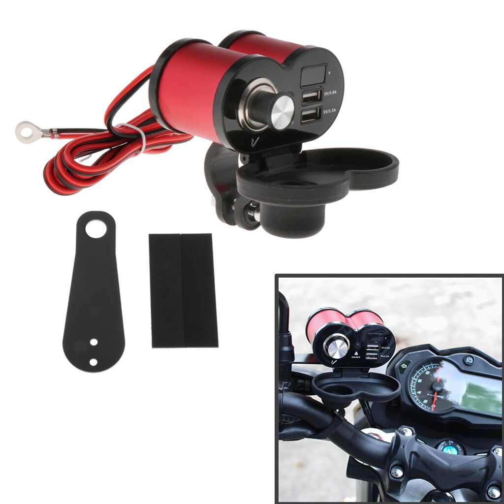 12V Waterdichte Motorcycle Usb Lader Met Voltmeter En Sigarettenaansteker Functie