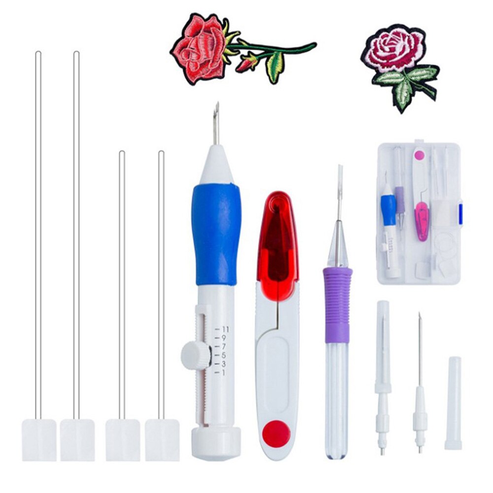 Magic DIY Hand Embroidery Pen Patch Knitting Sewing Tool Kit Punch Needle embroidery thread embroidery threads mulina hilos: Set one