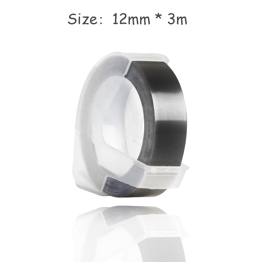 CIDY 1pcs Black color Compatible for DYMO 1610 12965 1880 label maker DYMO 3D Plastic Embossing Xpress Label 9mm*3m MOTEX E101: 12mm black