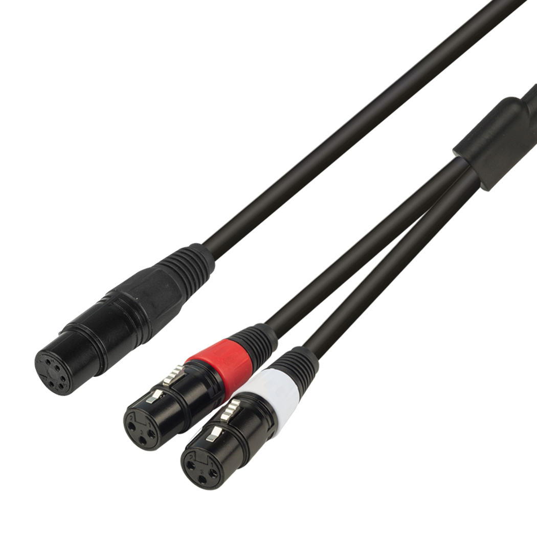 0.5M 5 pin XLR male to dual 3-pin XLR male or female audio cable,5-hole XLR female One point two line: Red