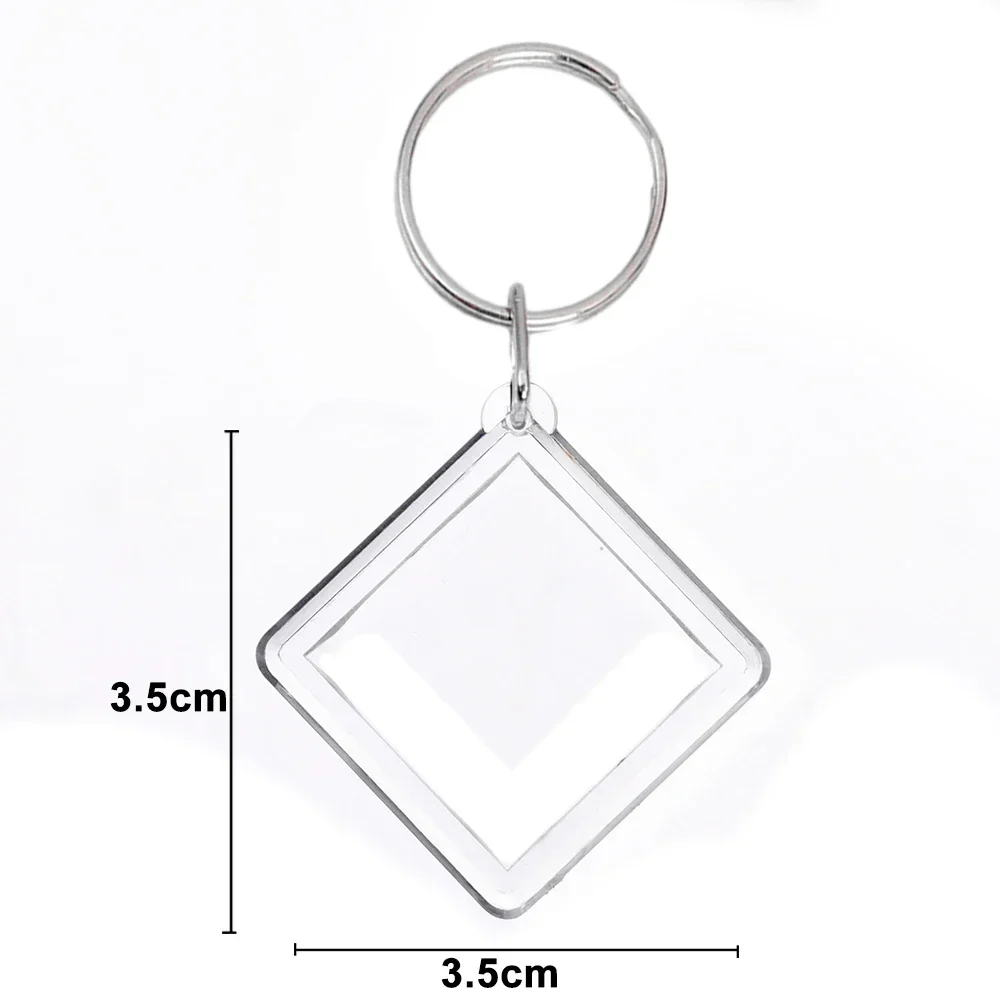 Transparent Blank Acrylic Photoes Frame Keychain DIY Photo Insert Rectangle Clothes/Octagonal Shape Split Ring Key Chain: PURPLE / Red