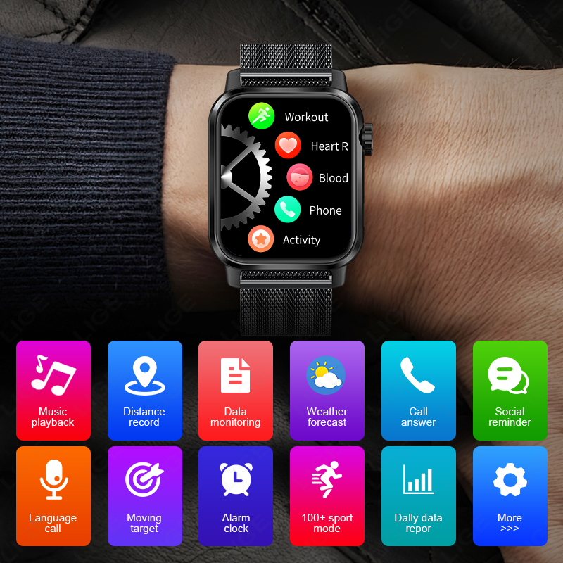 60Hz wysoki pędzel inteligentny zegarek mężczyzna połączenie Bluetooth sportowy naganiacz zwierza zdatność IP68 wodoodporna bransoletka damski Smartwatch dla androida IOS