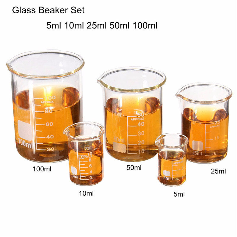 1-7 Uds 5/10/25/50/100-500ml vaso de vidrio Pyrex GG-17 vasos graduados vasos de medición de química de vidrio: Beige