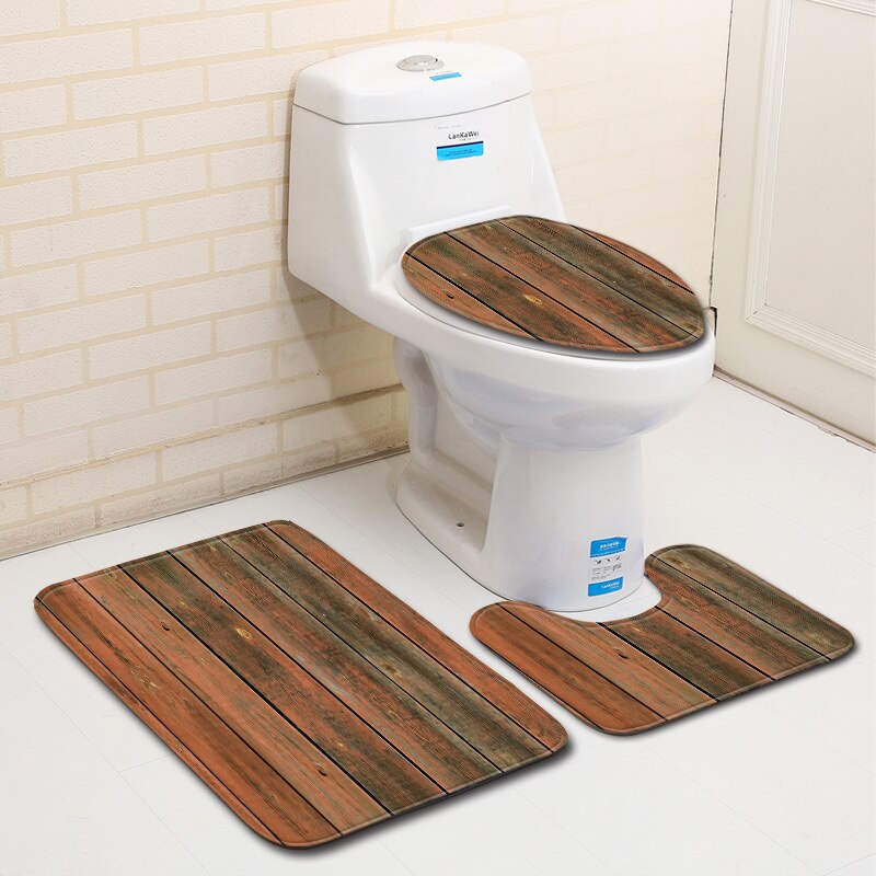 Zeegle Antislip Badkamer Tapijt Beperking Hout Badmat 3Pcs Badkamer Tapijt Set Absorberende Mat Wc Badkamer Vloer matten