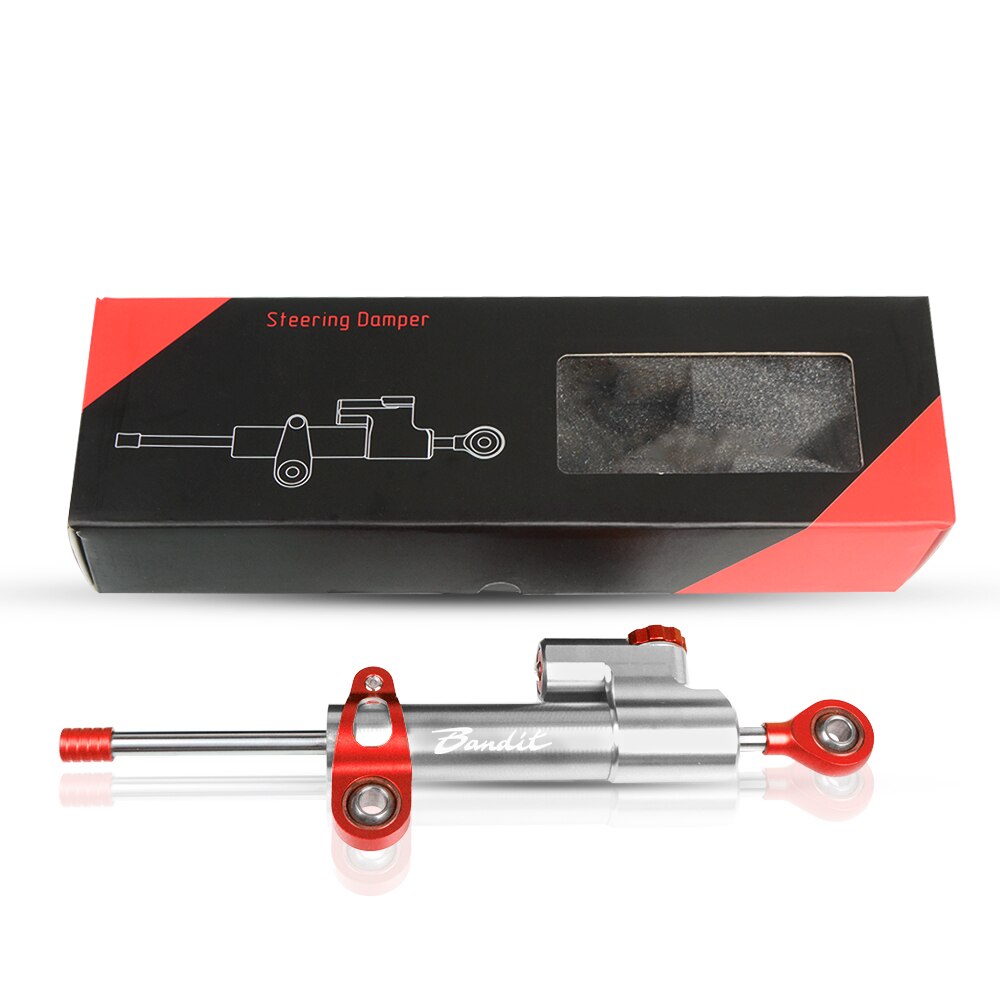 For Suzuki GSF 600 650 Bandit S GSF 1200 1250 Bandit Aluminum Motorcycle Accessories Damper Steering Stabilize Safety Control: Red-Silver