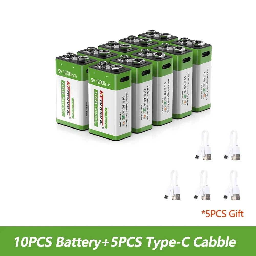 9V 12800mah Lithium-Ionen-Akku Typ-C USB-Akku 9V Lithium für Multimeter Mikrofon Spielzeug Fernbedienung KTV: Himmel Blau