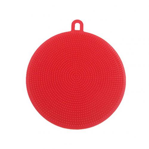 1pcs Dish Bowl Cleaning Brush Silicone Round Bowl Pan Pot Cleaning Washing Brush Scrubber Home Kitchen Pot Washing Tool: Red