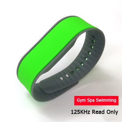 Pulsera EM 125Khz EM4100, pulsera de silicona RFID, solo lectura, Protocolo 18000-2: WB06-Green