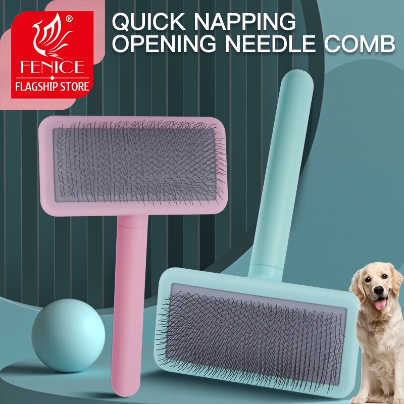 Fenice Professional Dog Comb, Escova Unknotted, Agulha dura macia colorida, Removedor De Cabelo De Cão Fofo, Derramamento