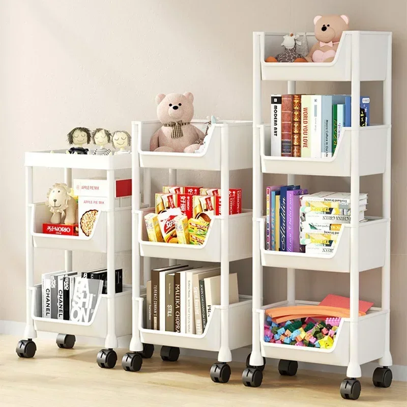 Trolley Bookshelf Kitchen Storage Slit Storage Cabinet Bathroom Living Room Home Organizer Rack Kitchen Corner Narrow Doll stand