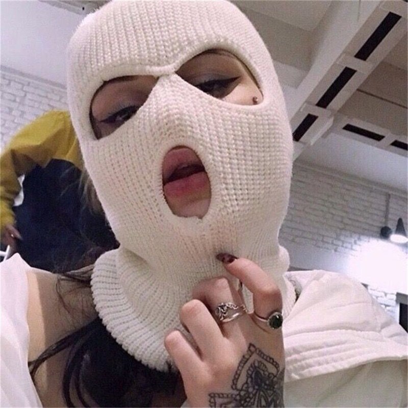 Frauen Ski Maske Männer Winter Warm Skifahren Radfahren 3 Loch Winddicht 3-Loch Gestrickte Sturmhauben Haube Kappe Volle gesicht Maske Im Freien