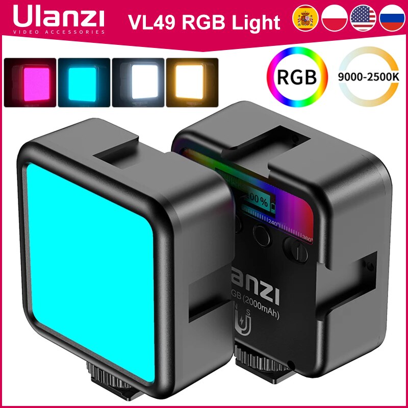 Ulanzi VL49 Mini Rgb Led Video Light 2700K-9000K Op Camera Fill Licht Fotografie Verlichting Pocket Live tiktok Vlog Licht Lamp