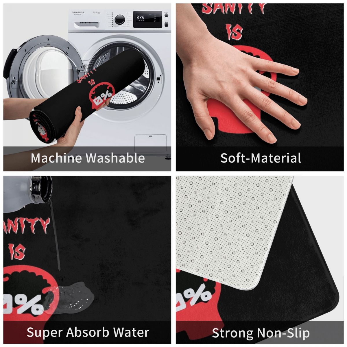 Mijn Sanity Is 0% Phasmophobia Polyester Deurmat Tapijt Tapijt Mat Voetzool Antislip Washableentrance Keuken Slaapkamer Balkon Cartoon
