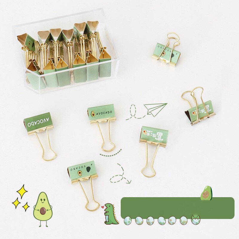 12 Pcs/Box Cute Metal Binder Clips 2022 Paper Clip Pretty Stationery School Office Learning Supplies: Clips suit