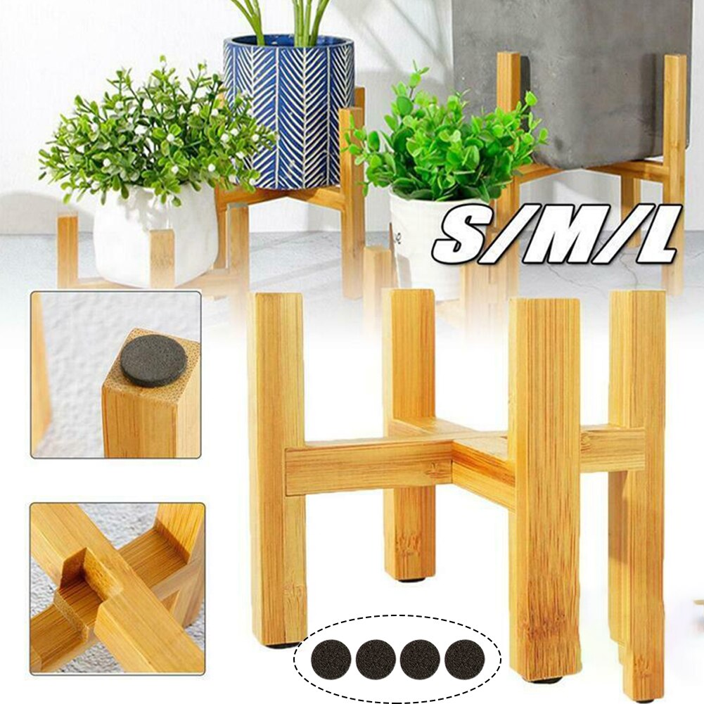 Portable Bamboo Flower Stand Mini Plant Flower Pot Wooden Holder Plant Pot Shelf Four-legged Flower Pot Bracket Display Tool