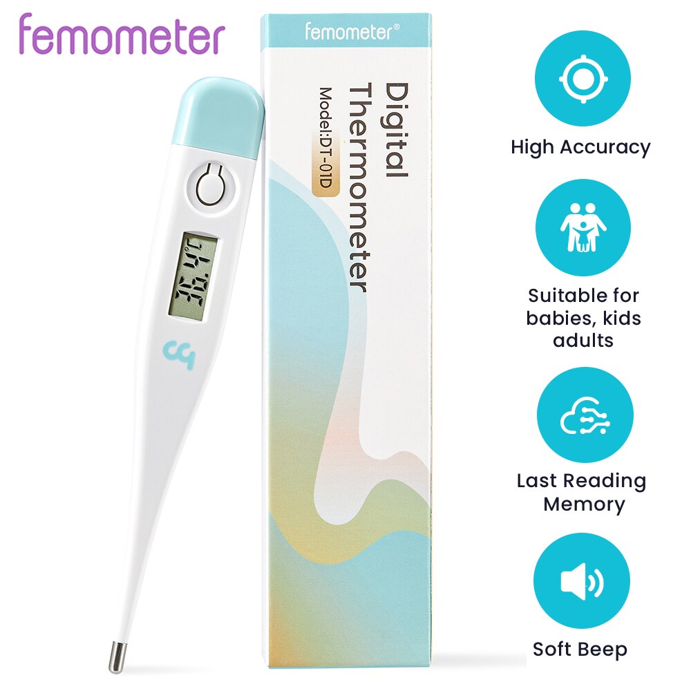 Femometer Oral Digital Thermometer for Fever Underarm Rectal Thermometer for Adults and Kids Accurate with Unit Switch