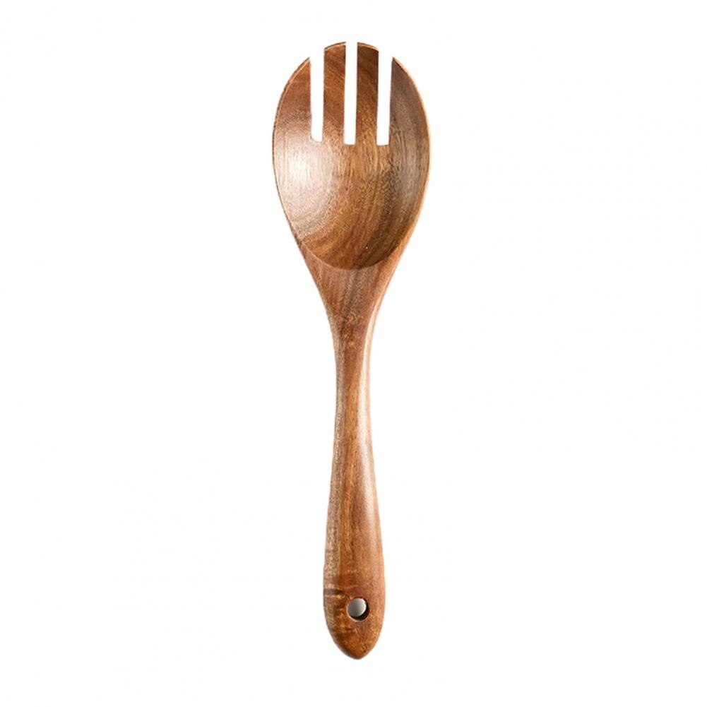Tenedor Retro de madera reutilizable para ensalada, Sushi, cuchara para Pasta, utensilio de cocina: Fork