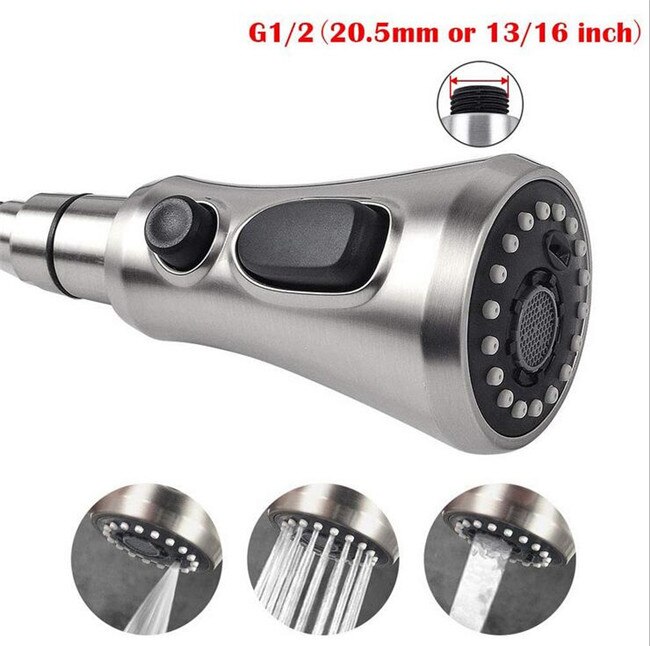 Multifonction robinet douche buse cuisine évier tirer robinet buse pulvérisateur noir argent petite douche tirer tête: 61017brushed