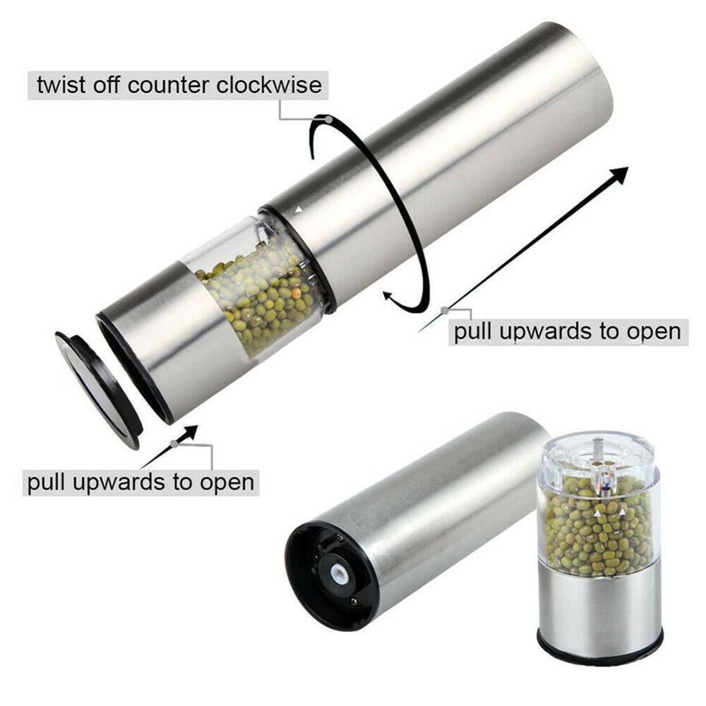 Elektrische Zout Peper Grinder Met Metalen Stand Automatische Accessoires Roestvrijstalen Keuken Peper Spice Shaker Molen