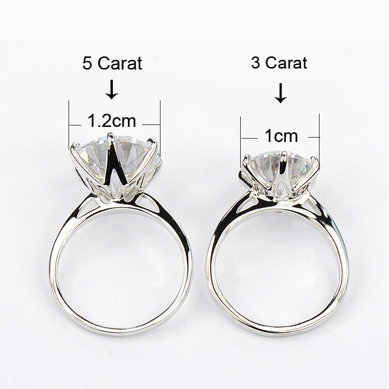 Moonrocy sølv cubic zirconia krystal løfte vielsesringe til kvinder 5 karat brud tilbehør smykker ringe