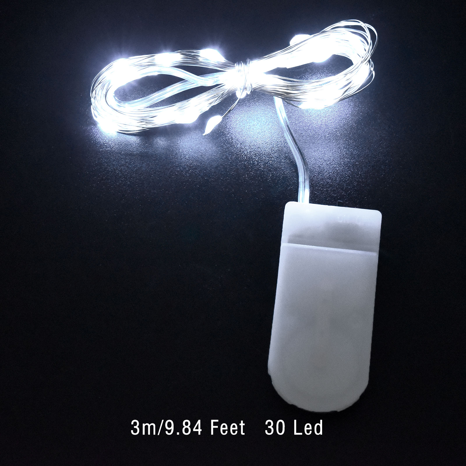 Guirlande lumineuse LED en fil de cuivre, 1/2/3M, étanche, batterie, pour bricolage, résine époxy, outils de moule, décoration de fête de noël et de mariage: Beige