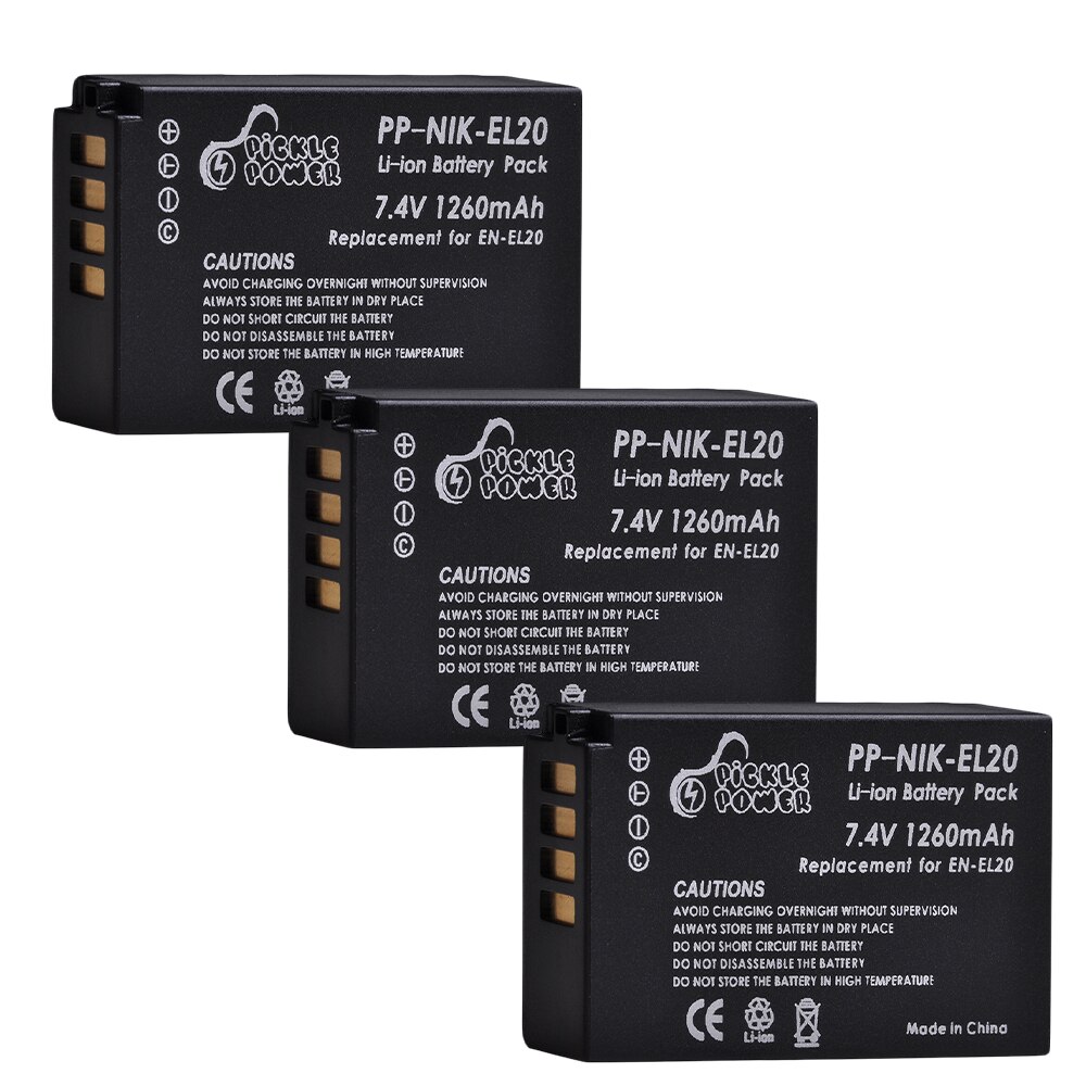 2 stk og -el20 en el20 en el20a batterier til nikon coolpix  p1000 nikon 1 j1 j2 j3 nikon 1 aw1: 2 batterier