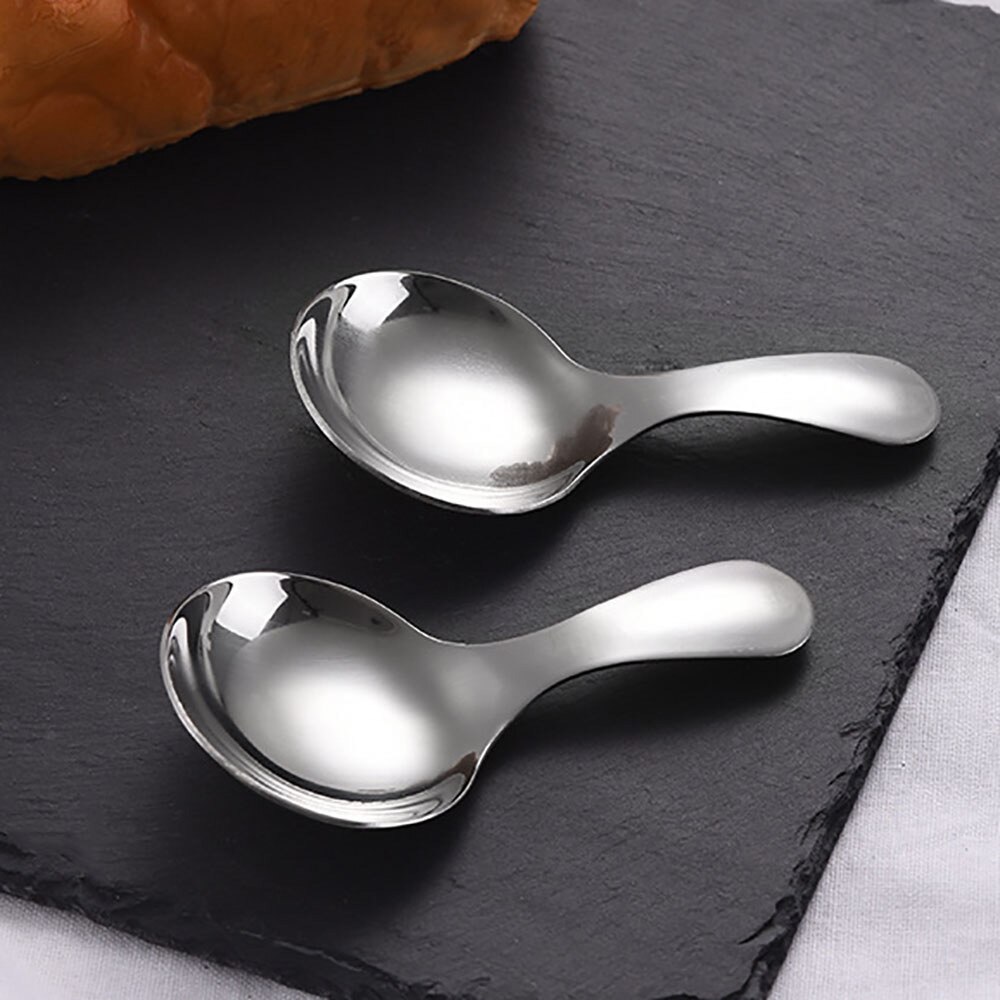 Cute Stainless Steel Spoon Short Handle Sugar Salt Spice Spoon Condiment Tea Coffee Scoop Small Kids Spoon Kitchen Tools