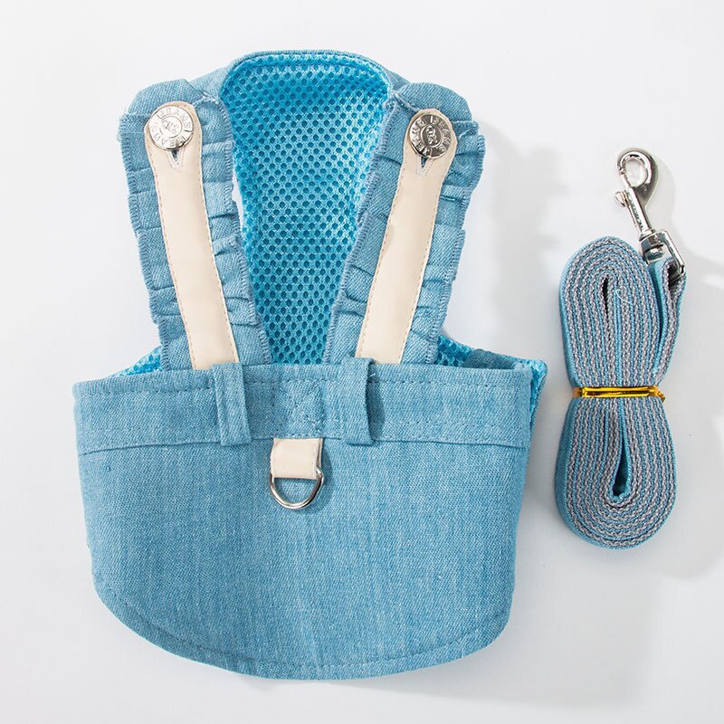 Cute Pet Cat Harness Leash Set Pet Chest Strap Breathable Pet Walking Rope For Kitten Cats Pet Vest Harness Rope Cat Leash: Blue-mesh / L- Cat within 7.5kg